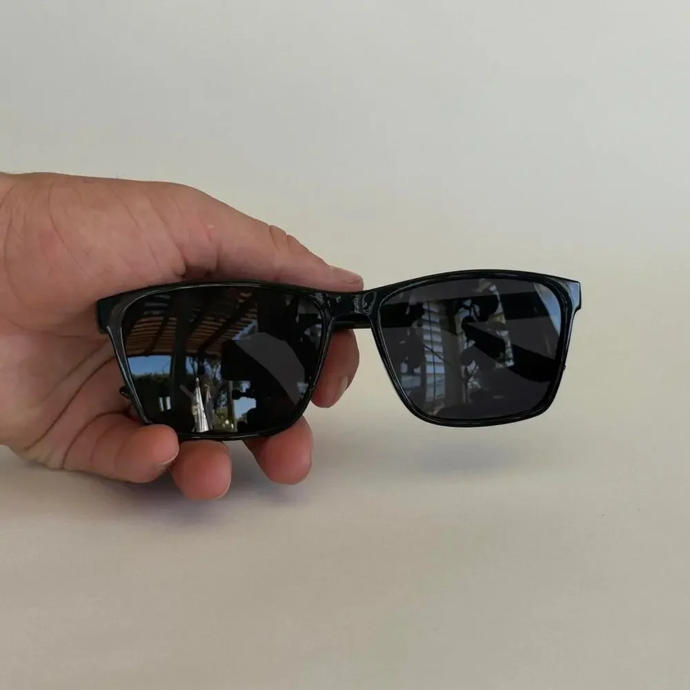 Y2K Black Square Sunglasses Gold Accent Unisex Stylish Look UVA UVB